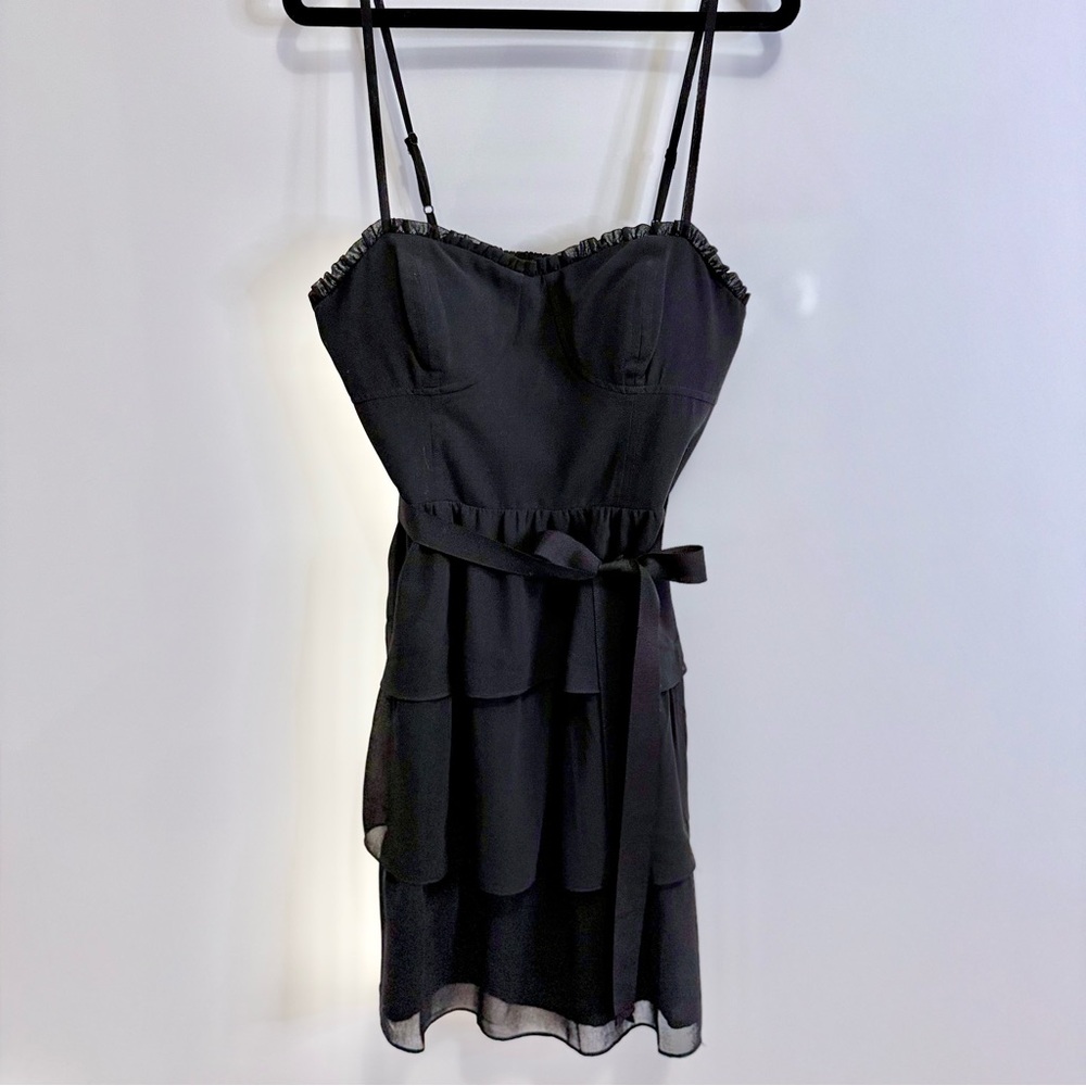 AEO Bustier Ruffle Tiered Mini Dress with Tie Waist